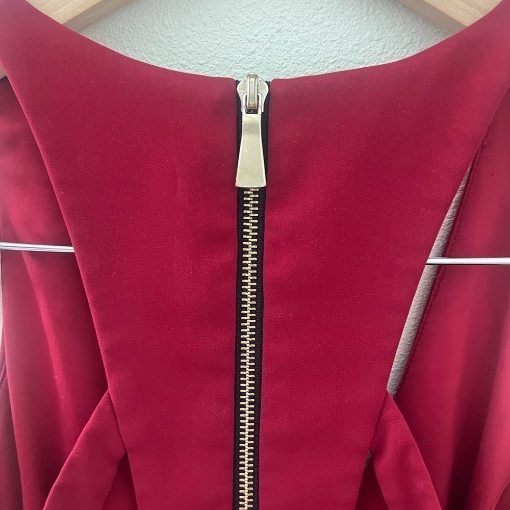Jay Godfrey Krooger dress Mini Red Cranberry Cutout Back Cage Date Night - Picture 6 of 7